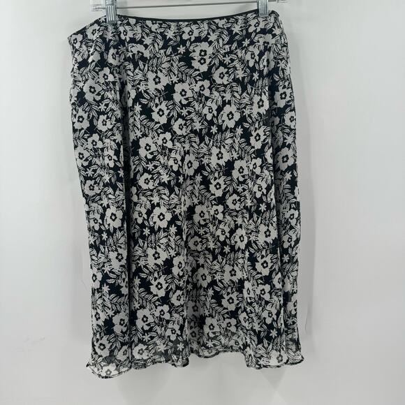 Vintage Y2k black and white Floral Midi Skirt - Picture 1 of 6